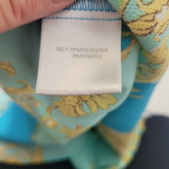 Rose + Olive Size 3x Teal Gold Chain Link Sleeveless Blouse - Picture 7 of 8